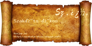 Szakáts Ákos névjegykártya